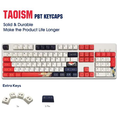 Tapas de teclado de PBT, tapa de teclado personalizada de perfil XDA para teclados mecánicos, juego completo de 109 teclas con extractor de teclas (tapas de teclado de taoísmo)