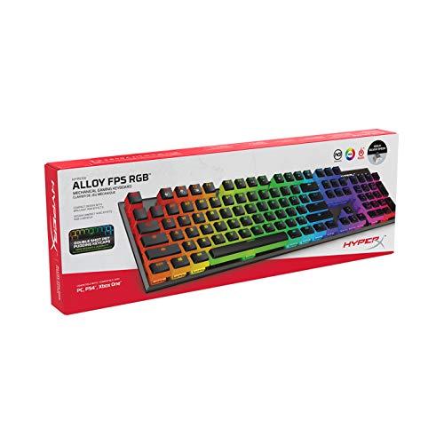 HyperX Alloy FPS RGB - Clavier de jeu mécanique, personnalisation de la lumière et des macros, interrupteurs Silver Speed, rétroéclairage LED RVB