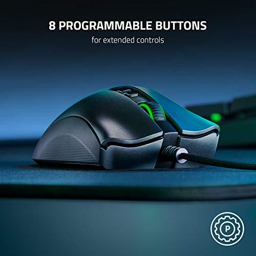 Souris de jeu Razer DeathAdder V2 : Capteur optique 20K DPI - Commutateur de souris de jeu le plus rapide - Éclairage Chroma RGB - 8 boutons programmables - Grips latéraux caoutchoutés - Noir classique