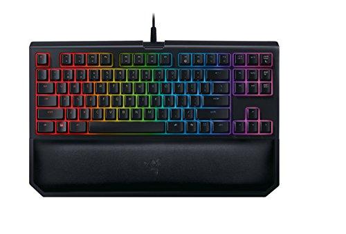 Clavier mécanique de jeu sans clé Razer BlackWidow TE Chroma v2 TKL : Commutateurs à touches vertes, tactiles et cliquables, éclairage Chroma RGB, repose-poignets magnétique, macros programmables, noir classique