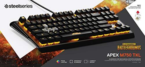 Teclado mecánico para juegos SteelSeries Apex M750 RGB - Marco de aluminio - Retroiluminación LED RGB - Interruptor lineal y silencioso - Notificaciones de discordia