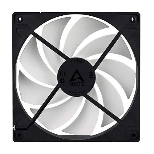 ARCTIC F14 Silencioso - Ventilador de caja de 140 mm, ultra silencioso, motor extra silencioso, ordenador, casi inaudible, velocidad del ventilador: 800 RPM - Negro/Blanco