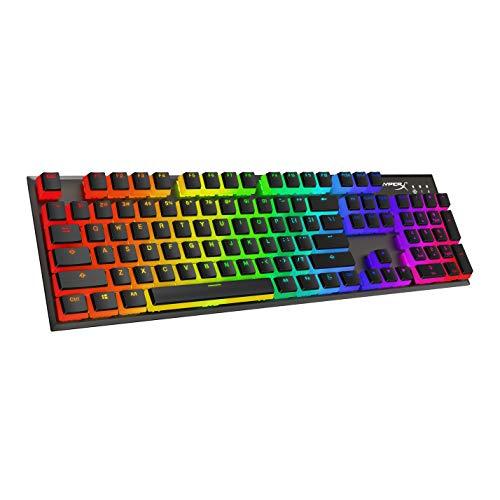 Tapas de teclado HyperX Pudding - Juego de tapas de teclado de PBT de doble disparo con capa translúcida, para teclados mecánicos, juego completo de 104 teclas, perfil OEM, disposición inglesa (US) - Negro