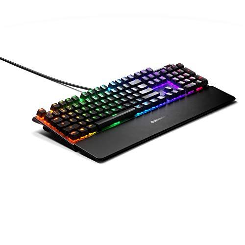 SteelSeries Apex 5 Hybrid Mechanical Gaming Keyboard - podświetlenie RGB dla poszczególnych klawiszy - ramka ze stopu aluminium lotniczego - wyświetlacz OLED Smart Display (Hybrid Blue Switch)