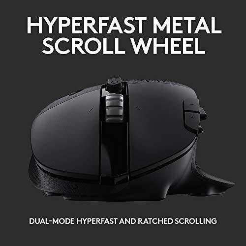 Logitech G604 LIGHTSPEED Bezprzewodowa mysz do gier z 15 programowalnymi elementami sterującymi, żywotność baterii do 240 godzin, dwa tryby łączności bezprzewodowej, hiperszybkie kółko przewijania - czarna