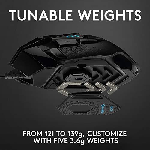 Logitech G502 HERO Souris de jeu filaire haute performance, capteur HERO 25K, 25 600 DPI, RVB, poids ajustable, 11 boutons programmables, mémoire intégrée, PC / Mac