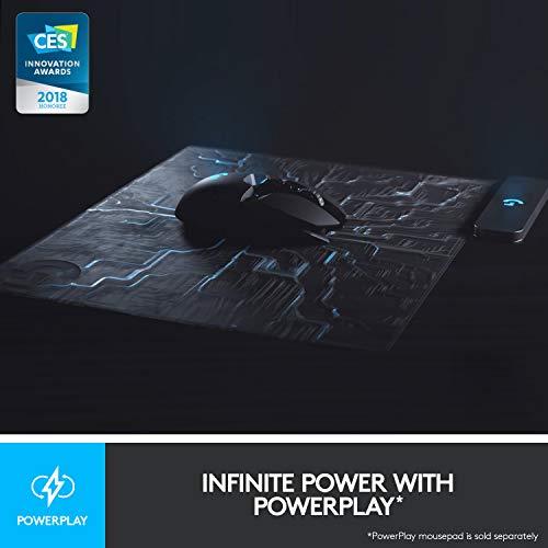 Logitech G903 LIGHTSPEED Ratón inalámbrico para juegos con sensor Hero 25K, compatible con PowerPlay, más de 140 horas con batería recargable y Lightsync RGB, ambidiestro, 107G+10G opcional, 25.600 PPP, negro