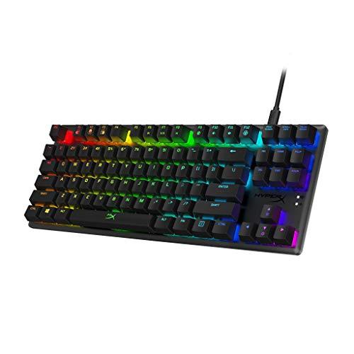 HyperX Alloy Origins Core - mechaniczna klawiatura do gier bez klawiszy, programowe dostosowanie oświetlenia i makr, kompaktowa obudowa, podświetlenie LED RGB, liniowe przełączniki HyperX Red