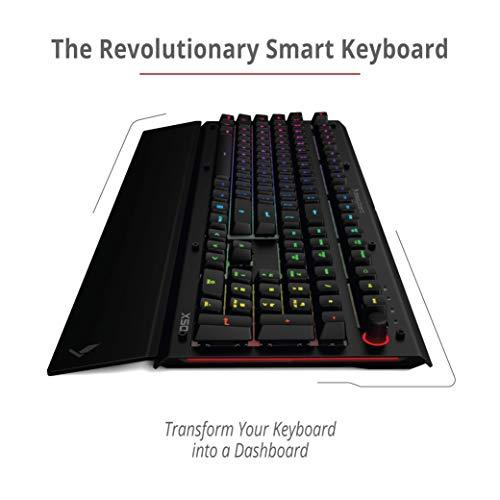 Das Keyboard X50Q Teclado mecánico RGB programable para el trabajo y el juego, interruptores mecánicos de tacto suave, applets Q preinstalados, reposamanos, botón de volumen, tapa de aluminio (104 teclas, negro)