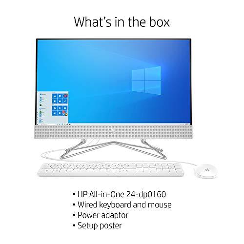 Computer Desktop All-in-One HP da 24 pollici con schermo touchscreen, processore AMD Ryzen 5 4500U, 12 GB di RAM, 512 GB di SSD, Windows 10 Home (24-dp0160, argento)