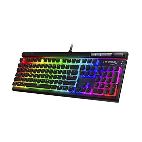 HyperX Alloy Elite 2 - Teclado mecánico para juegos, personalización de luces y macros controlada por software, tapas de teclas de ABS, controles multimedia, retroiluminación LED RGB. Interruptor lineal, rojo HyperX (renovado)