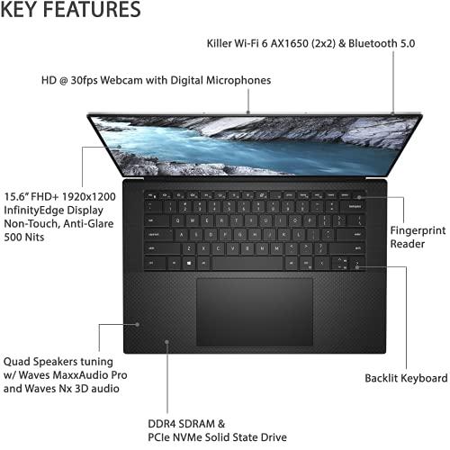 Ordinateur portable Dell XPS 15 9500 Elite le plus récent, écran 15,6" FHD+ 500 Nits, Intel Core i7-10750H, GTX 1650Ti, 32 Go de RAM, 1 To SSD, Webcam, clavier rétroéclairé, lecteur d'empreintes digitales, WiFi 6, Thunderbolt, Win 10 Home