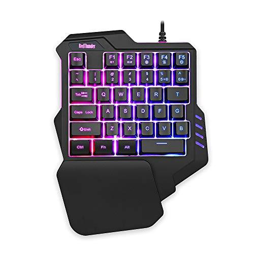 RedThunder One Handed Gaming Keyboard RGB Backlit 35 Keys Portable Mini Gaming Keypad Ergonomic Game Controller für PC Gamer