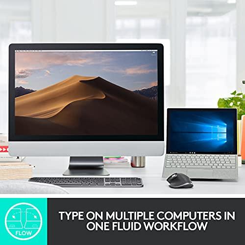 Logitech MX Keys Advanced Clavier éclairé sans fil, frappe tactile, rétroéclairage, Bluetooth, USB-C, Apple macOS, Microsoft Windows, Linux, iOS, Android, Metal Build - Graphite