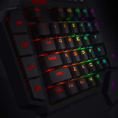 Redragon K585 DITI Mechanische Einhand-RGB-Gaming-Tastatur, professionelles Type-C-Gaming-Keypad mit 7 integrierten Makrotasten, abnehmbare Handgelenkstütze, 42 Tasten (schwarz-blauer Schalter)