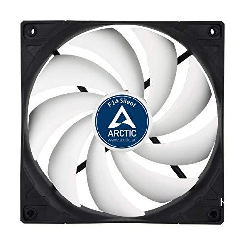 ARCTIC F14 Silent - Ventilateur de boîtier 140 mm, ultra silencieux, moteur extra silencieux, ordinateur, presque inaudible, vitesse du ventilateur : 800 tr/min - Noir/Blanc