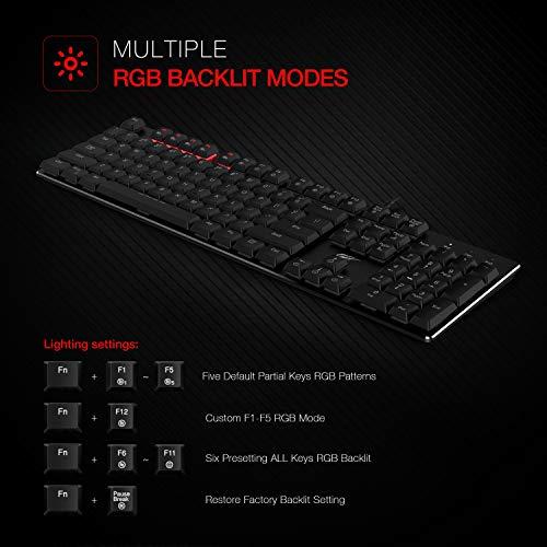 Teclado mecánico HAVIT RGB Backlit Wired Gaming Keyboard Extra-Fino y Ligero, Kailh Latest Low Profile Blue Switches, 104 Keys N-Key Rollover HV-KB395L (Negro)