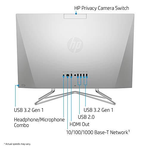 Computer Desktop All-in-One HP da 24 pollici con schermo touchscreen, processore AMD Ryzen 5 4500U, 12 GB di RAM, 512 GB di SSD, Windows 10 Home (24-dp0160, argento)