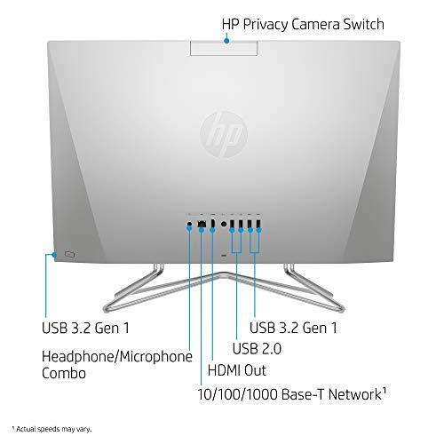 Ordenador de sobremesa HP de 24 pulgadas con pantalla táctil, procesador AMD Ryzen 5 4500U, 12 GB de RAM, 512 GB de SSD, Windows 10 Home (24-dp0160, Plata)