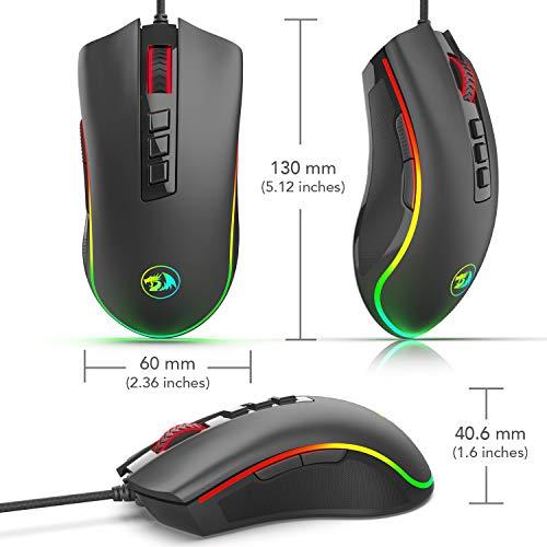 Redragon M711 Cobra Gaming-Maus mit 16,8 Millionen RGB-Farben Hintergrundbeleuchtung, 10.000 DPI einstellbar, komfortabler Griff, 7 programmierbare Tasten