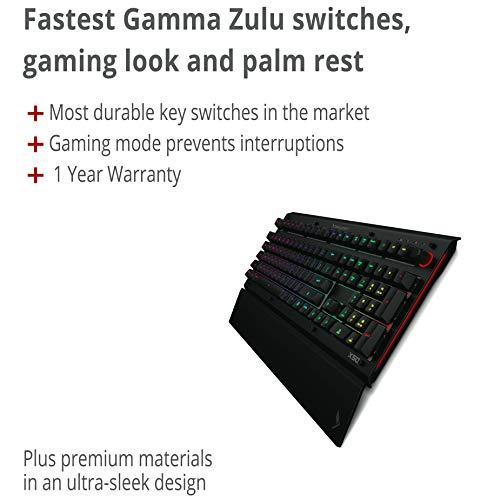 Das Keyboard X50Q Teclado mecánico RGB programable para el trabajo y el juego, interruptores mecánicos de tacto suave, applets Q preinstalados, reposamanos, botón de volumen, tapa de aluminio (104 teclas, negro)