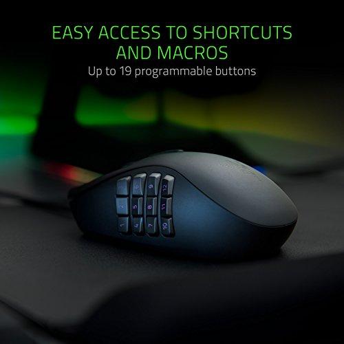 Ratón para juegos Razer Naga Trinity: Sensor óptico de 16.000 PPP - Iluminación RGB por croma - Placa lateral intercambiable con configuraciones de 2, 7 y 12 botones - Interruptores mecánicos