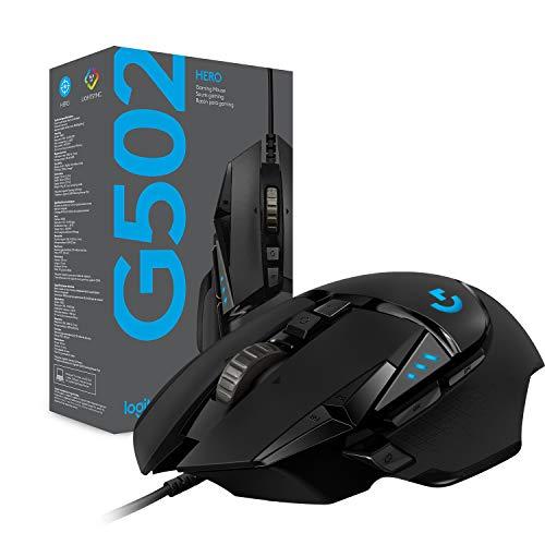 Mouse da gioco cablato ad alte prestazioni Logitech G502 HERO, sensore HERO 25K, 25.600 DPI, RGB, pesi regolabili, 11 pulsanti programmabili, memoria on board, PC / Mac