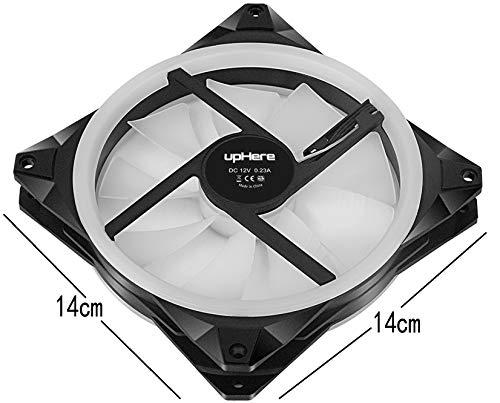 upHere 140mm LED RVB avec télécommande Ventilateur de refroidissement de PC Ultra silencieux à haut débit pour les boîtiers de PC, refroidissement d'ordinateur, 5-Pack, RGB143-5