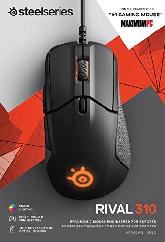 SteelSeries Rival 310 Gaming Mouse - 12,000 CPI TrueMove3 Optical Sensor - przyciski Split-Trigger - podświetlenie RGB