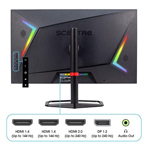 Monitor para juegos AMD FreeSync Premium HDMI DisplayPort de 27 pulgadas a 240 Hz y altavoces integrados ajustables en altura, color negro cañón (E275B-FWD240)