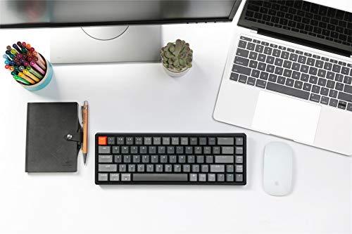 Keychron K6 Teclado mecánico inalámbrico para juegos con Bluetooth/USB, compacto con 65% de distribución, retroiluminado con LEDs RGB y con marco de aluminio giratorio para Mac y Windows, interruptor Gateron G Pro rojo