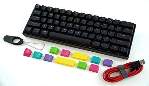 ANNE PRO 2, 60% Teclado mecánico con cable/inalámbrico (Interruptor Gateron rojo/Caja blanca) - Teclas completas programables - Retroiluminación RGB real - Teclas de flecha de toque - Teclas de PBT de doble tiro - NKRO - Batería de 1900mAh