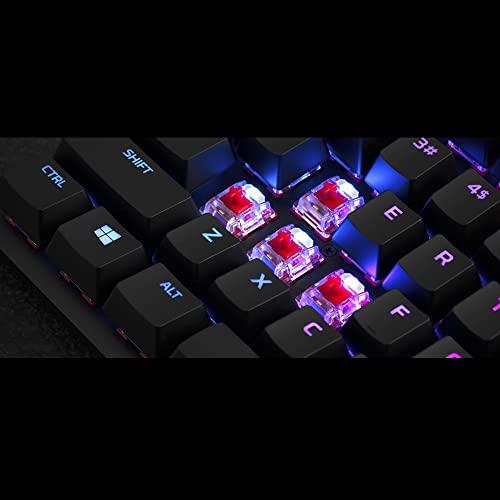 HyperX Alloy Origins Core - Teclado mecánico para juegos sin teclas, personalización de luces y macros controlada por software, factor de forma compacto, retroiluminación LED RGB, interruptor rojo lineal HyperX