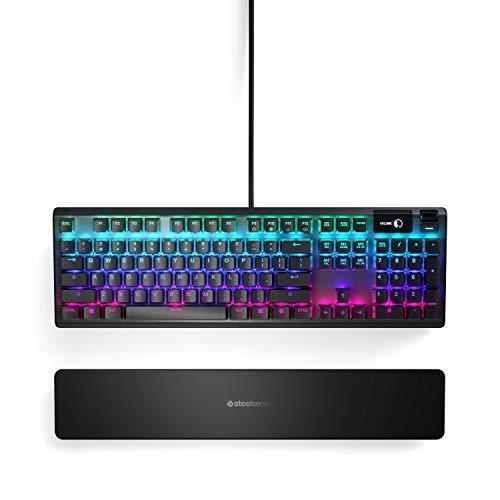 SteelSeries Apex 5 Hybrid Mechanical Gaming Keyboard - podświetlenie RGB dla poszczególnych klawiszy - ramka ze stopu aluminium lotniczego - wyświetlacz OLED Smart Display (Hybrid Blue Switch)