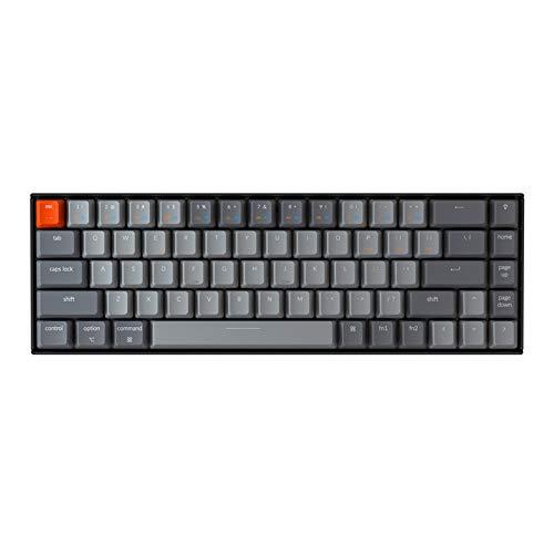 Keychron K6 Hot Swappable Wireless Bluetooth 5.1/Wired Mechanical Gaming Keyboard, 65% Kompakt 68-Tasten RGB LED Hintergrundbeleuchtung/Gateron G Pro Red Switch/Akku Kompatibel mit Mac Windows