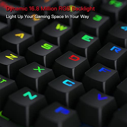 Redragon K585 DITI Teclado mecánico inalámbrico para una sola mano, teclado para juegos de 42 teclas 2.4Ghz RGB 40% con 7 teclas macro incorporadas, soporte de muñeca desmontable, batería duradera (interruptor azul)