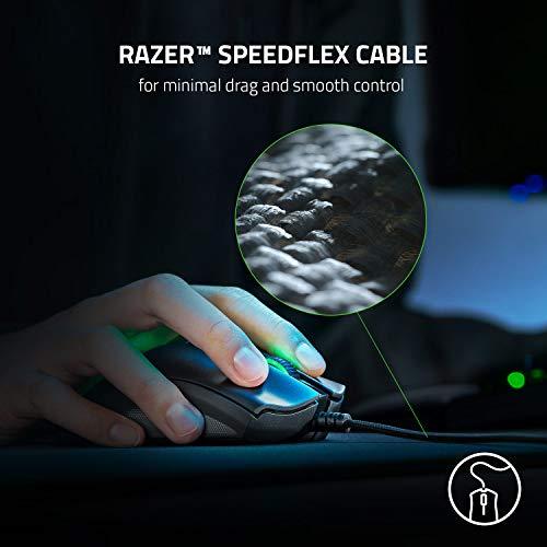 Mouse da gioco Razer DeathAdder V2: Sensore ottico da 20K DPI - Mouse Switch da gioco più veloce - Illuminazione Chroma RGB - 8 pulsanti programmabili - Impugnature laterali gommate - Nero classico