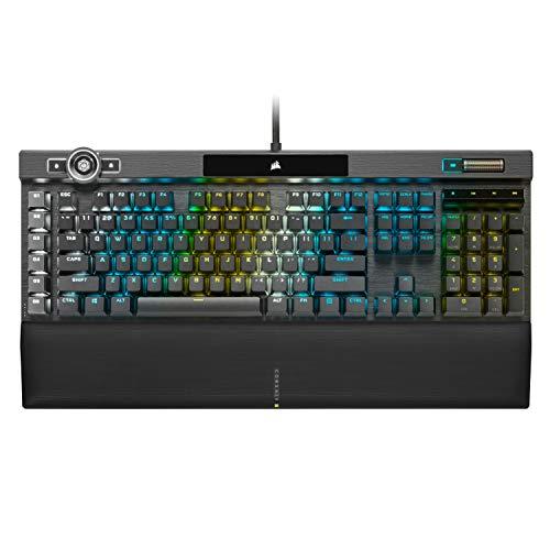 Teclado mecánico para juegos Corsair K100 RGB - Teclas CHERRY MX SPEED RGB Silver - Tecnología AXON Hyper-Processing para un rendimiento 4 veces más rápido - LightEdge RGB de 44 zonas - Tapas de teclado PBT Double-Shot