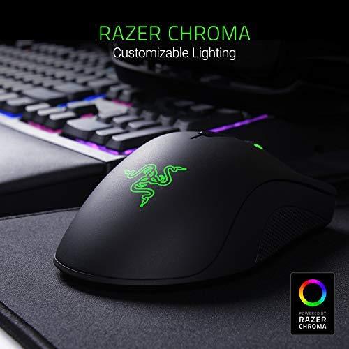 Souris de jeu Razer DeathAdder Elite : Capteur optique 16 000 DPI - Éclairage Chroma RGB - 7 boutons programmables - Commutateurs mécaniques - Poignées latérales en caoutchouc - Noir mat