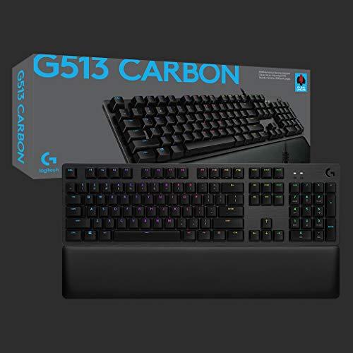 Logitech G513 Carbon LIGHTSYNC RGB Clavier de jeu mécanique avec interrupteurs GX Brown - Tactile