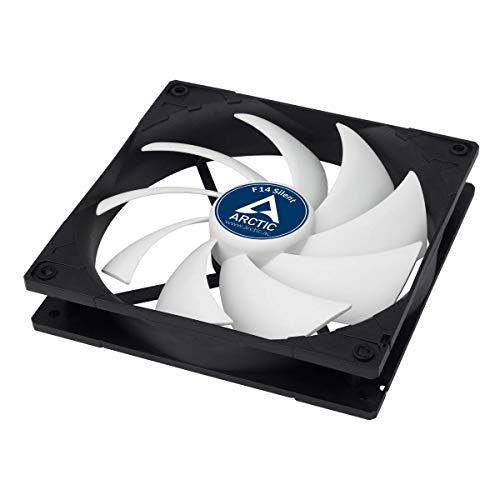 ARCTIC F14 Silencioso - Ventilador de caja de 140 mm, ultra silencioso, motor extra silencioso, ordenador, casi inaudible, velocidad del ventilador: 800 RPM - Negro/Blanco