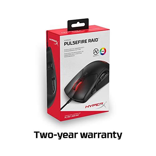 HyperX Pulsefire Raid - Souris de jeu, 11 boutons programmables, RGB, design ergonomique, poignées latérales confortables, personnalisation par logiciel