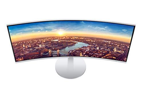 Monitor de ordenador ultra ancho QHD (3440x1440) de 34 pulgadas de la serie J791 de SAMSUNG, 100 Hz, cadena Thunderbolt 3, QLED, HDMI, concentrador USB, soporte ajustable en altura (LC34J791WTNXZA), blanco