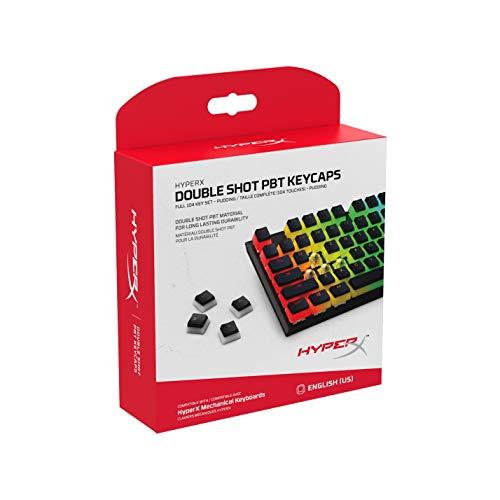 Tapas de teclado HyperX Pudding - Juego de tapas de teclado de PBT de doble disparo con capa translúcida, para teclados mecánicos, juego completo de 104 teclas, perfil OEM, disposición inglesa (US) - Negro