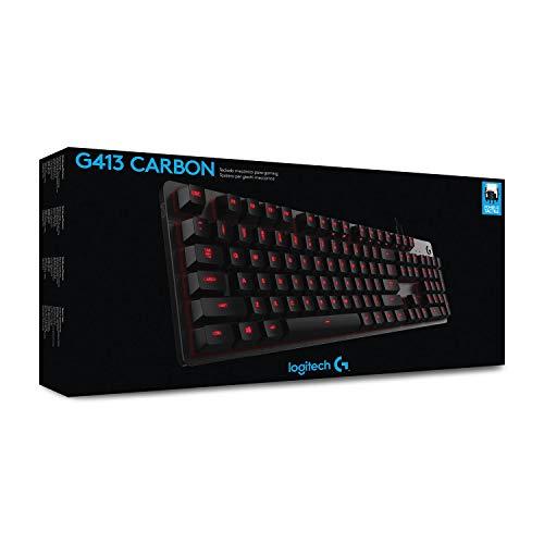 Tastiera da gioco meccanica retroilluminata Logitech G413 con USB Passthrough - Carbonio