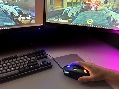 MOJO Pro Performance Silent Gaming Mouse - Mouse da gioco cablato con 9 pulsanti programmabili, tra cui il tasto Sniper (fuoco rapido), 12000 DPI, 1000 Hz, pulsanti regolabili con la forza, profili personalizzati per i giocatori e molto altro ancora