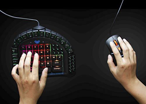 Beastron Aula Excalibur Mechanische Einhand-Gaming-Tastatur, blaue Schalter, per Software anpassbare RGB-Hintergrundbeleuchtung, 8 programmierbare Makro-Tasten und abnehmbare Handgelenkstütze