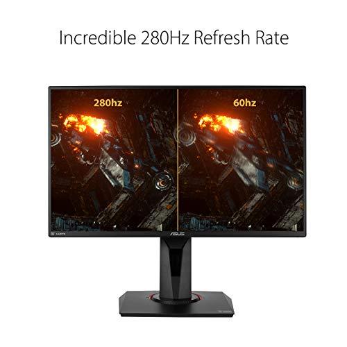 ASUS TUF Gaming 24.5" 1080P HDR Monitor VG258QM - Full HD, 280Hz (Supporta 144Hz), 0.5ms, Extreme Low Motion Blur Sync, G-SYNC Compatible, DisplayHDR 400, Altoparlante, DisplayPort HDMI, Altezza Regolabile