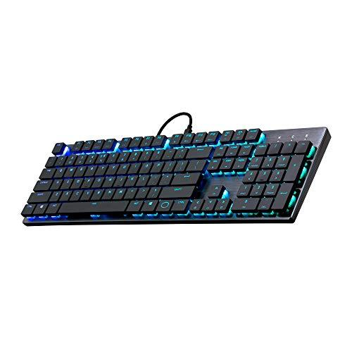 Cooler Master Sk-650-Gklr1-US Clavier mécanique SK650 avec interrupteurs Cherry MX à profil bas en aluminium brossé, disposition des touches en noir et blanc, pleine grandeur