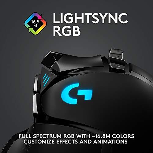 Logitech G502 Lightspeed Wireless Gaming Mouse con sensore Hero 25K, compatibile con PowerPlay, pesi regolabili e Lightsync RGB - Nero